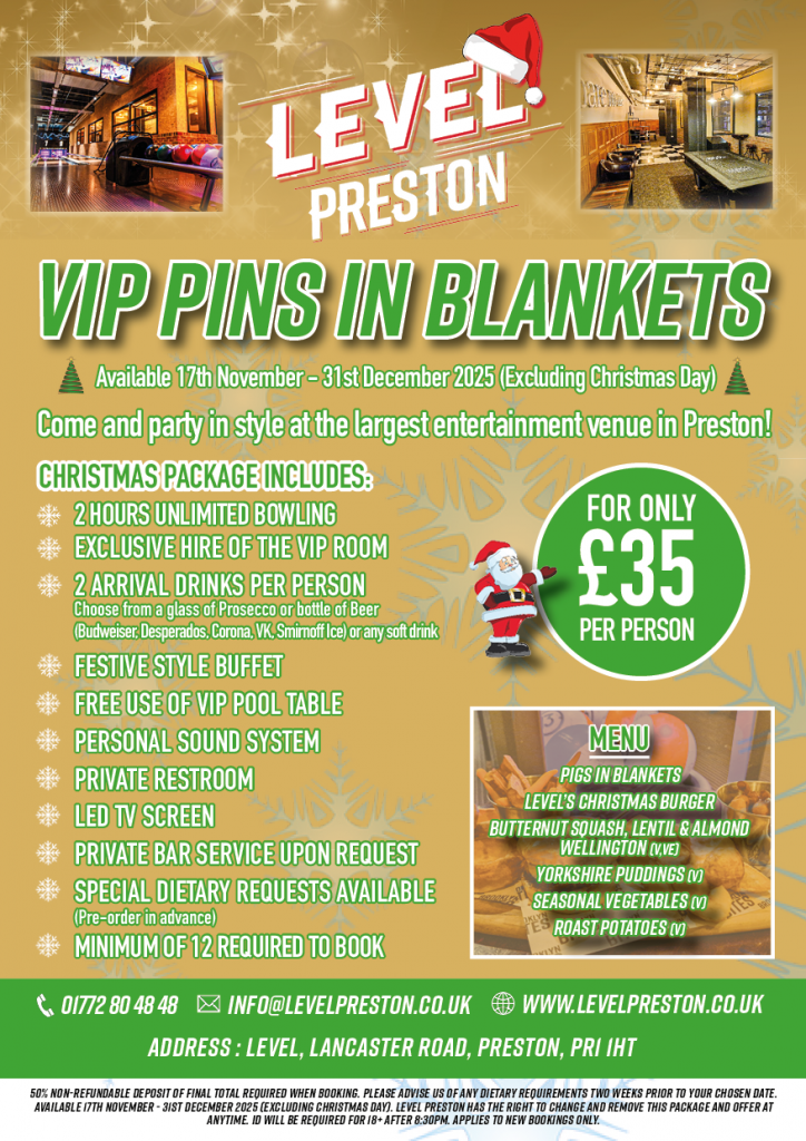 Christmas Party Package 2025 for Level Preston - Bowling in Preston